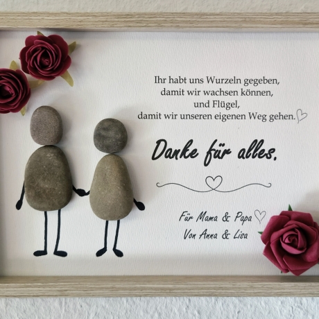 Steinbild für Mama & Papa – Geschenk von den Kindern