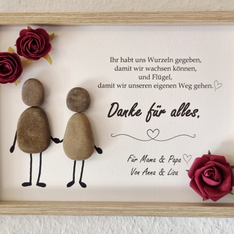 Steinbild für Mama & Papa – Geschenk von den Kindern