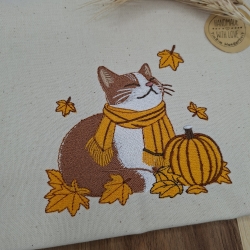Küchenhandtuch Geschirrtuch Katze Kürbis Herbst