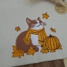 Küchenhandtuch Geschirrtuch Katze Kürbis Herbst