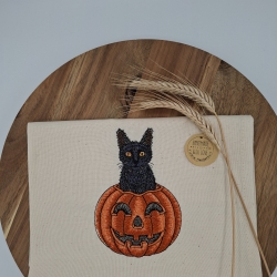Küchenhandtuch Geschirrtuch Katze Kürbis Herbst