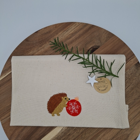 Küchenhandtuch Geschirrtuch Igel Weihnachten 