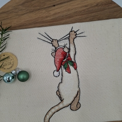 Küchenhandtuch Geschirrtuch Katze Weihnachten 