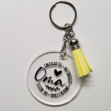 transparenter Acryl Anhänger Spruch mit Oma siehe Foto