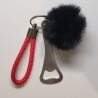 Anhänger mit Edelstahl Flaschenöffner, Puschel und Schlaufe