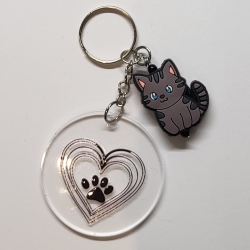 transparenter Acryl Anhänger mit Tier Pfoten Herzen siehe Foto