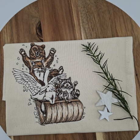 Küchenhandtuch Tiere Schlittenfahrt 