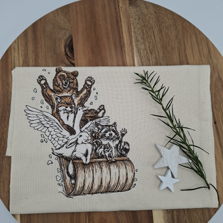 Küchenhandtuch Tiere Schlittenfahrt 