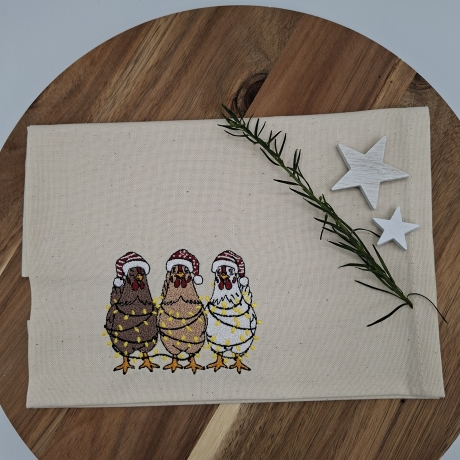 Küchenhandtuch Hühner Weihnachten 