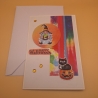 Grußkarte Zu Halloween, Halloween Karte, Kürbis, schwarze Katze