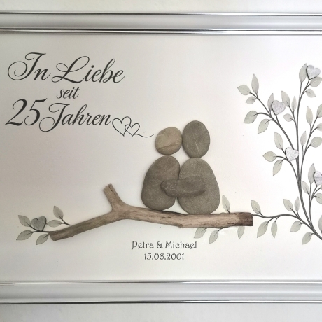 Steinbild Silberhochzeit • personalisiertes Geschenk zum 25.