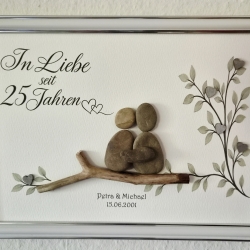 Steinbild Silberhochzeit • personalisiertes Geschenk zum 25.