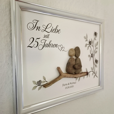 Steinbild Silberhochzeit • personalisiertes Geschenk zum 25.