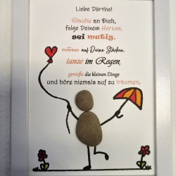 Steinbild als Geschenk für einen Neuanfang, um Mut zu machen usw
