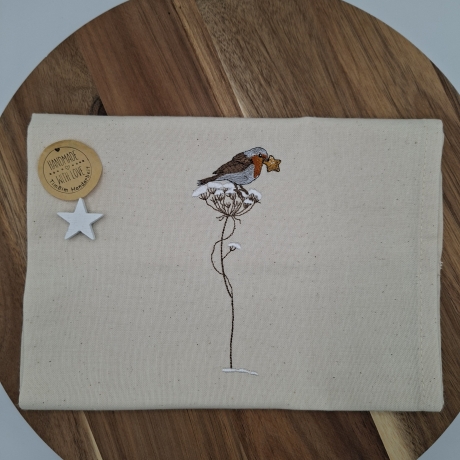 Küchenhandtuch Rotkehlchen Winter