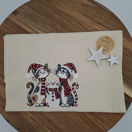 Küchenhandtuch Geschirrtuch Katze Weihnachten 