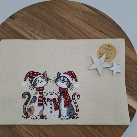 Küchenhandtuch Geschirrtuch Katze Weihnachten 