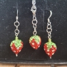 Schmuckset, Kette und Ohrringe,  Erdbeeren 