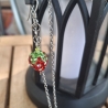 Schmuckset, Kette und Ohrringe,  Erdbeeren 