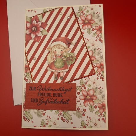 Grußkarte zu Weihnachten, Weihnachtskarte,  Karte, Elfe 