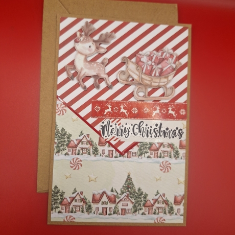 Grußkarte zu Weihnachten,  Weihnachtskarte,  Karte, handarbeit