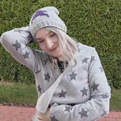 Beanie Star Gr. 50-54 grau/aubergine