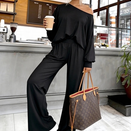 Oversize Anzug Jogger wide leg Hose off shoulder Bluse XS/S & M/L