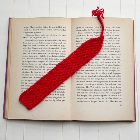 Lesezeichen Rosa Pink Rot verschiedene Formen handgestrickt 