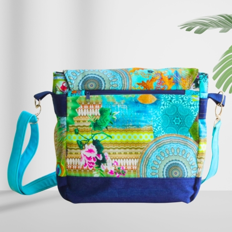 kleine  Umhängetasche Damen /blaue Handtasche /Cord Tasche/