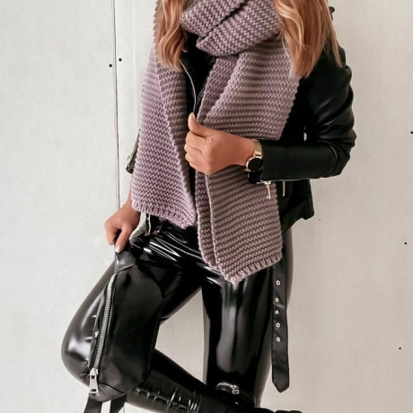 Warmer Grobstrick Strickschal - dicker Wolle Schal Beige 2 Meter