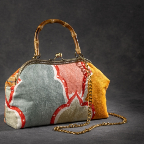 Handgemachte  Tasche – Orange/Rosa Ikat-Muster