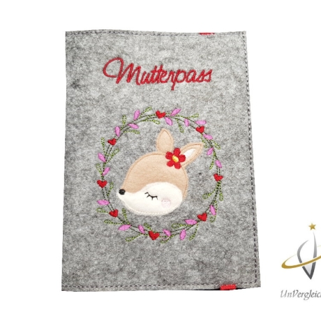 Mutterpasshülle *Reh* Namensbestickung möglich