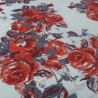 Stoff Viskose Jersey mit Blumen Rosen Design hellgrau grau rot