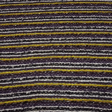 Stoff Strickstoff Grobstrick quergestreift lila schwarz weiß gelb