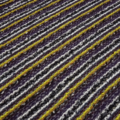 Stoff Strickstoff Grobstrick quergestreift lila schwarz weiß gelb