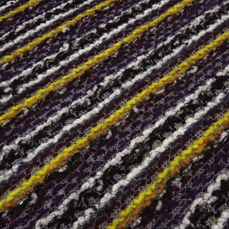 Stoff Strickstoff Grobstrick quergestreift lila schwarz weiß gelb