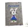 Mutterpasshülle *Häschen blau* Namensbestickung möglich