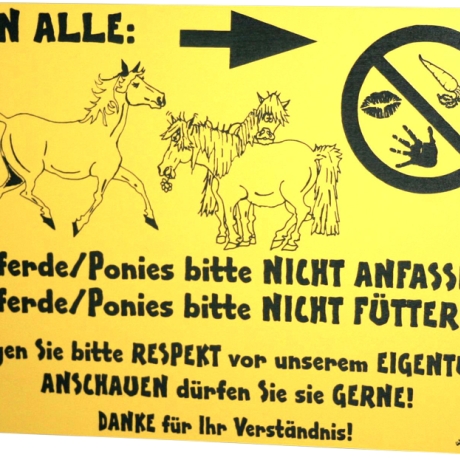 Pferdeschild füttern verboten 21, Gravurschild 15x20 cm