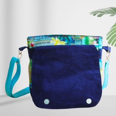 kleine  Umhängetasche Damen /blaue Handtasche /Cord Tasche/