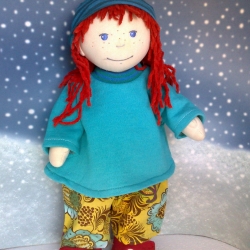 Shirt türkis Hose paisley und Mütze passend für Puppen 38 cm Neu