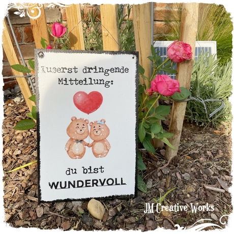 Holzschild-Shabby Dringende Mitteilung ...