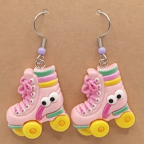 Rollschuhe mit Augen Edelstahl Ohrhänger Ohrringe 3D Modeschmuck