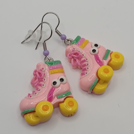 Rollschuhe mit Augen Edelstahl Ohrhänger Ohrringe 3D Modeschmuck