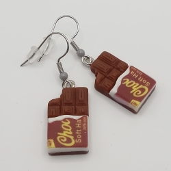 Schokoladen Tafel braun Ohrhänger Ohrringe Modeschmuck 3D