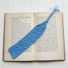 Lesezeichen Blau verschiedene Formen handgestrickt