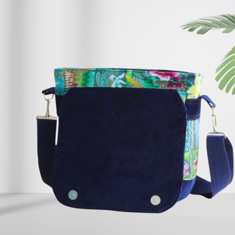 kleine  Umhängetasche Damen /blaue Handtasche/Elefant/Cord Tasche