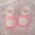 Babyschuhe gestrickte in weiß/rosa 9,0 cm