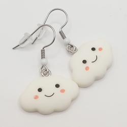 Wolken mit Gesicht Edelstahl Ohrhänger Ohrringe 3D Modeschmuck