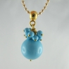 Lange Kette Perlen Turquoise Türkis Gold (237)