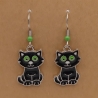 schwarze Katzen mit grünen Augen Ohrhänger Ohrringe Modeschmuck